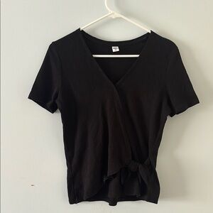 Old Navy Black Wrap Tie Front Short Sleeve T-Shirt